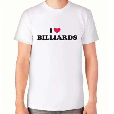 Футболка белая “Я люблю бильярд”