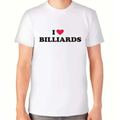 Футболка белая “Я люблю бильярд” изображение