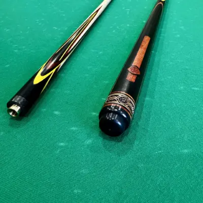 Бильярдный кий Цветок(попугай) черный+ желтый+ красный граб 4 лучевой напряженный AS изображение