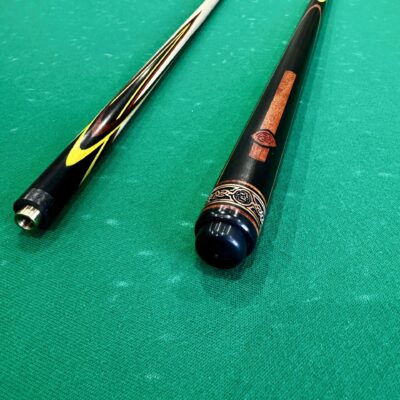 Бильярдные кии>Кии AS Бильярдный кий Цветок(попугай) черный+ желтый+ красный граб 4 лучевой напряженный AS