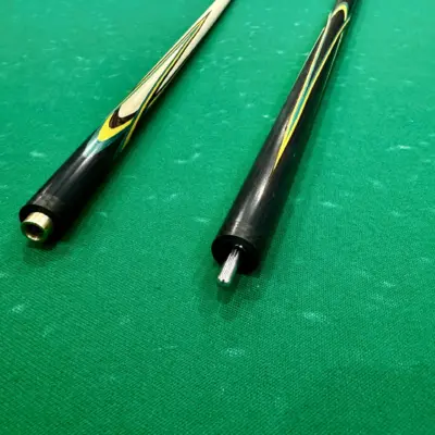 Бильярдный кий Цветок(попугай) черный+ желтый+ зеленый граб + венге 4 лучевой напряженный AS изображение