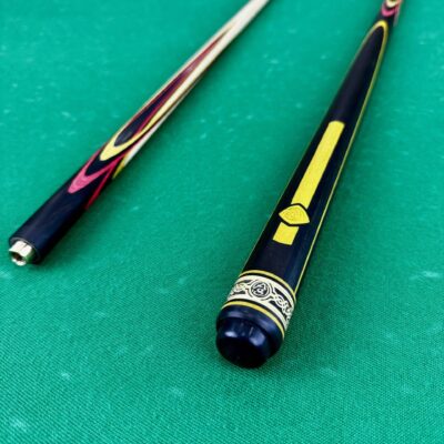 Бильярдные кии>Кии AS Бильярдный кий Цветок(попугай) эбен+ малиновый+желтый граб 4 лучевой напряженный AS