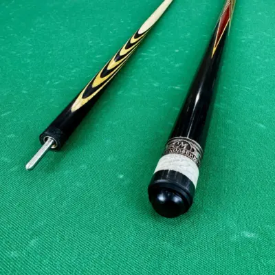 Бильярдный кий Николаенко 12 запилов Чёрный Граб-Амарилло со вставкой Падук изображение