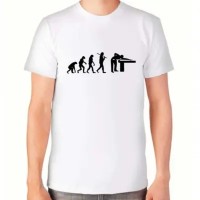 Футболка белая Эволюция бильярда L изображение