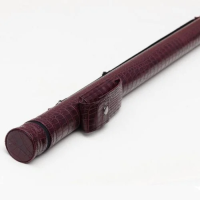 Тубус для бильярдного кия с карманом кнопка бордовый крокодил