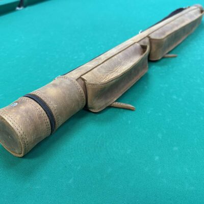 Тубус для бильярдного кия Крейзи светло-коричневый 2 кармана на замочках кожа