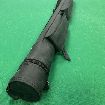 Тубус для бильярдного кия Крейзи черный 2 кармана на замочках кожа