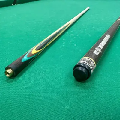 Бильярдный кий Цветок (попугай) венге-желтый-зеленый-серый граб 4 лучевой напряженный AS изображение