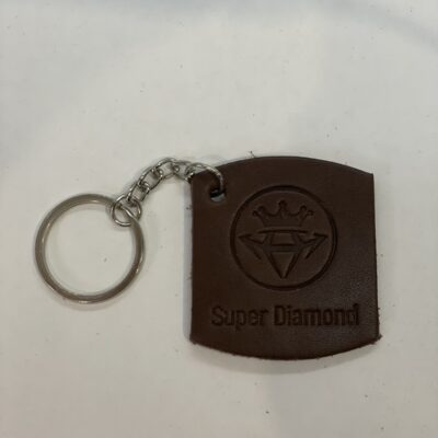 Брелок Super Diamond кожаный коричневый квадратно-овальный